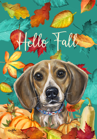 Beagle - Hippie Hound Studios Fall Leaves  House and Garden Flags