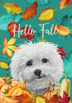 Bichon Frise - Hippie Hound Studios Fall Leaves  House and Garden Flags