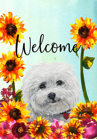 Bichon Frise - Hippie Hound Studios Welcome  House and Garden Flags