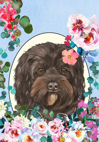 Cavapoo Black - Hippie Hound Studios Spring  House and Garden Flags