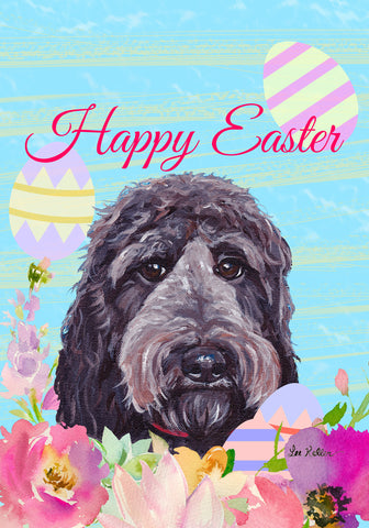Cockapoo Black - Hippie Hound Studios Easter  House and Garden Flags