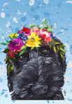 Labradoodle Black - Hippie Hound Studios Summer Crown  House and Garden Flags