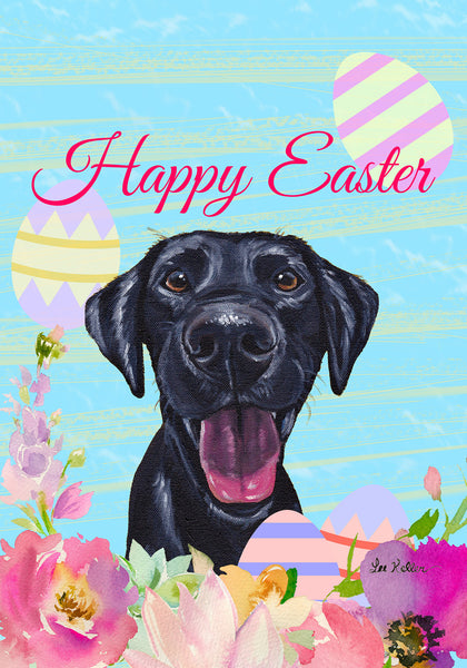 Black Labrador - Hippie Hound Studios Easter  House and Garden Flags