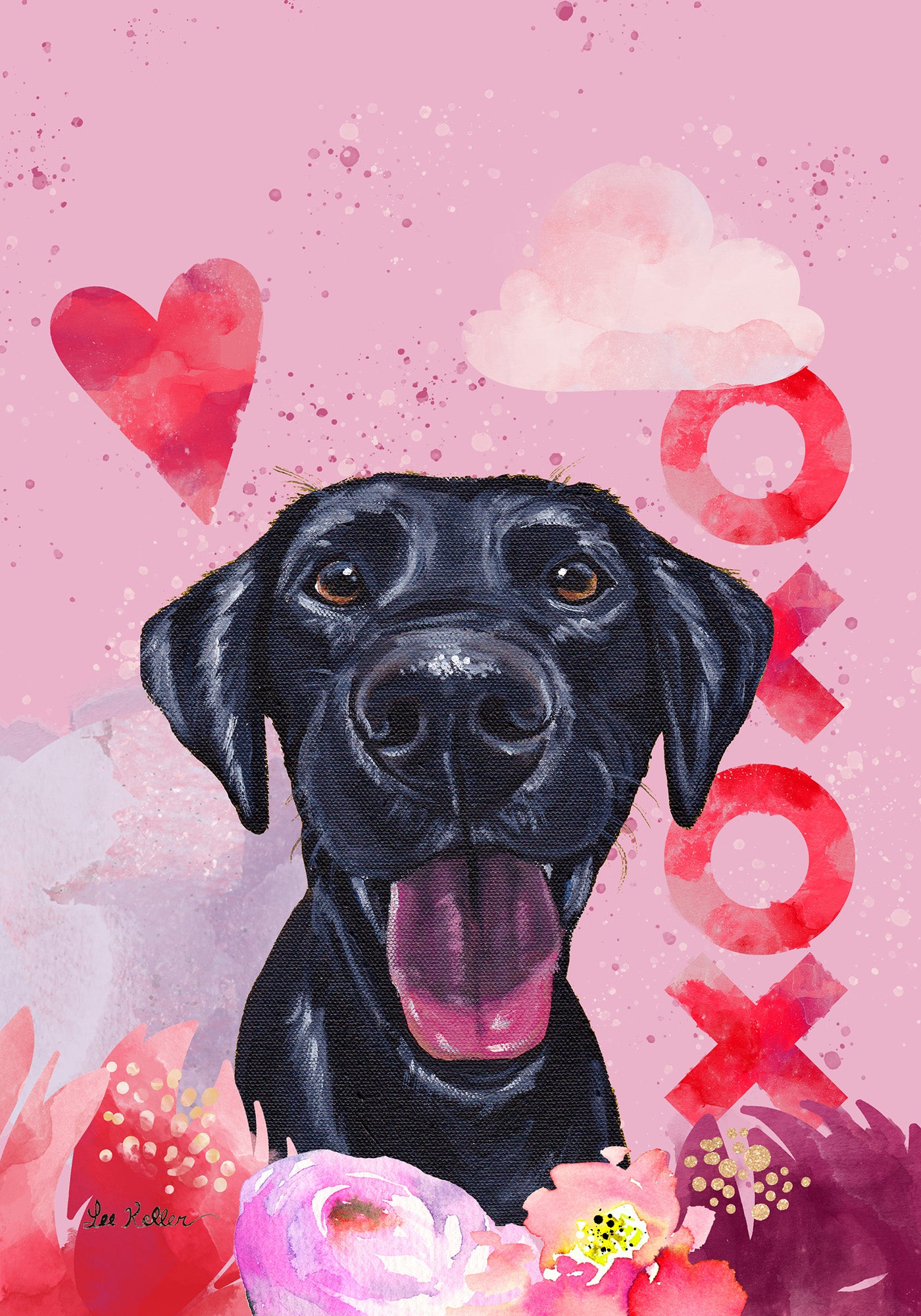 Black Labrador - Hippie Hound Studios Valentines House and Garden Flag