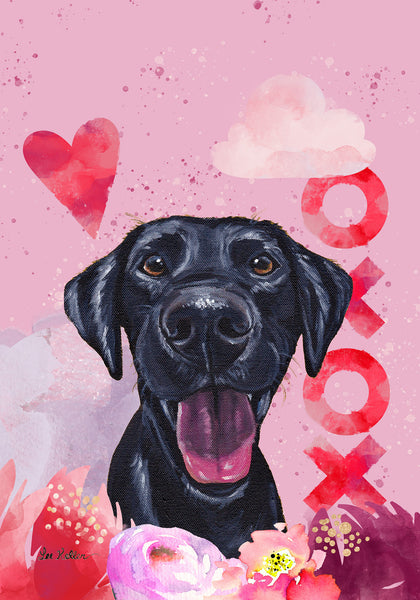 Black Labrador - Hippie Hound Studios Valentines  House and Garden Flags