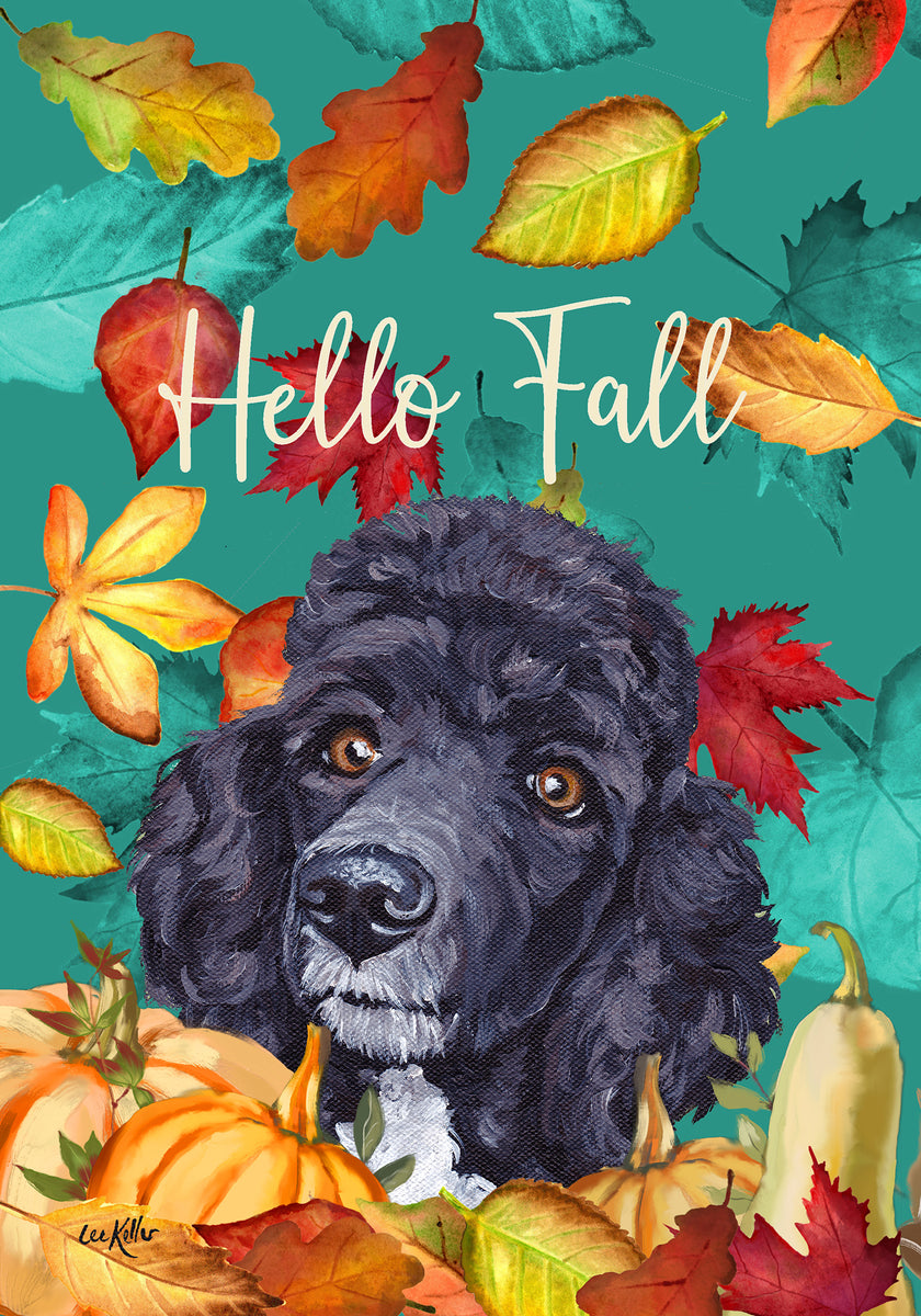 Black Poodle - Hippie Hound Studios Fall Garden Flag