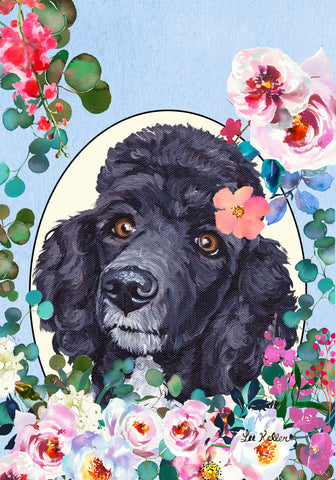 Poodle Black - Hippie Hound Studios Spring  House and Garden Flags