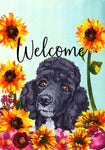 Poodle Black - Hippie Hound Studios Welcome  House and Garden Flags