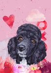 Poodle Black - Hippie Hound Studios Valentines  House and Garden Flags