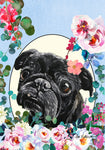 Pug Black - Hippie Hound Studios Spring  House and Garden Flags