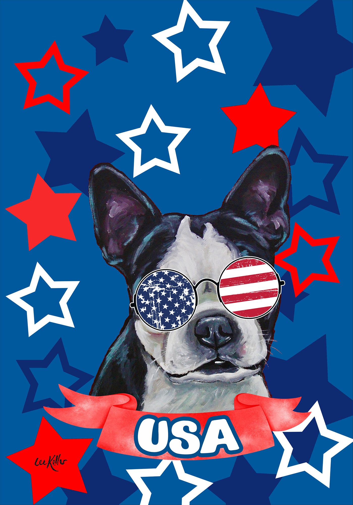 Bandiera Da Giardino Boston Terrier Patriottica – 28x40 Pollici, 3 Strati Anti-sole, Made In USA