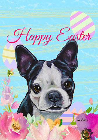 Boston Terrier - Hippie Hound Studios Easter  House and Garden Flags