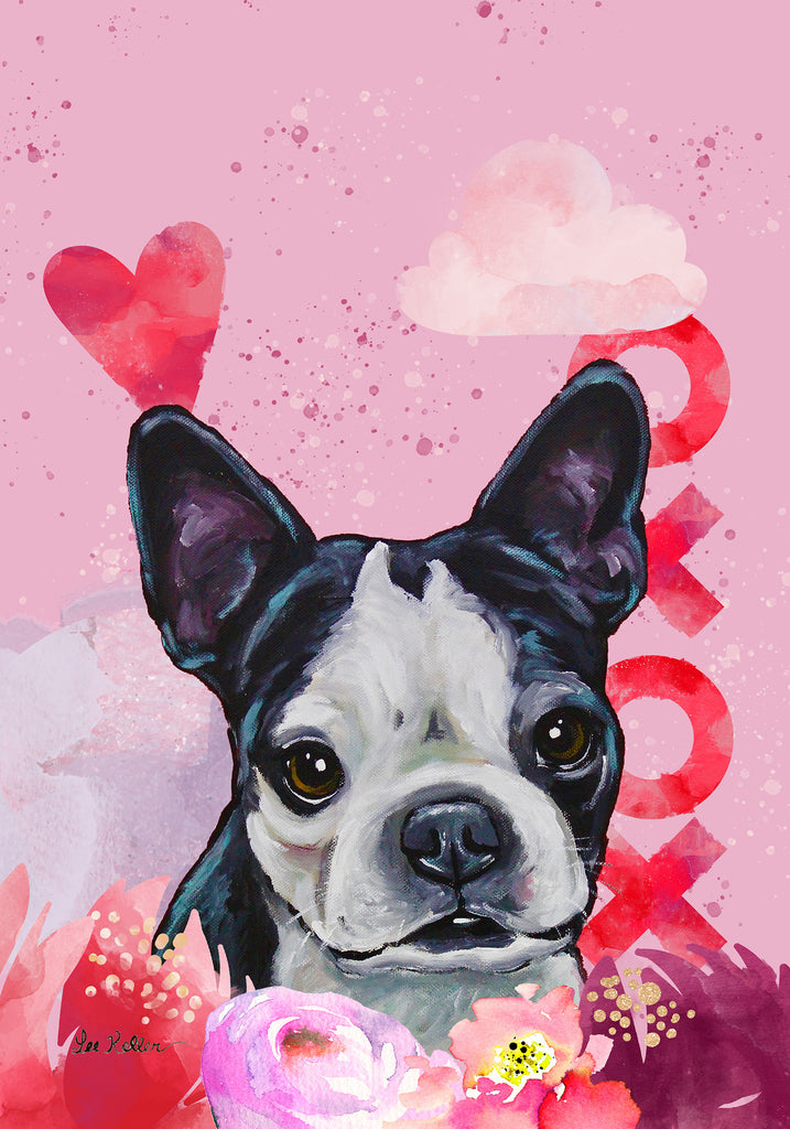 3dRose FL_47647_1 Gartenflagge Mit Boston Terrier-Pink, 30,5 X