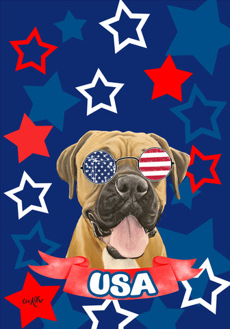 Boxer Uncropped - Hippie Hound Studios Patriotic  House and Garden Flags