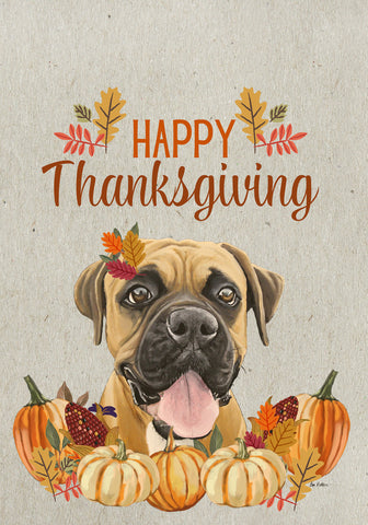 Boxer Uncropped - Hippie Hound Studio Best of Breed Thanksgiving House and Garden Flag