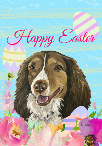 Brittany Spaniel - Hippie Hound Studios Easter  House and Garden Flags