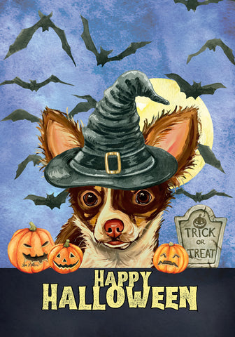 Chihuahua Gizmo - Hippie Hound Studio Best of Breed Halloween House and Garden Flag