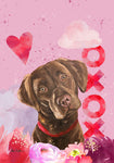 Labrador Chocolate - Hippie Hound Studios Valentines  House and Garden Flags