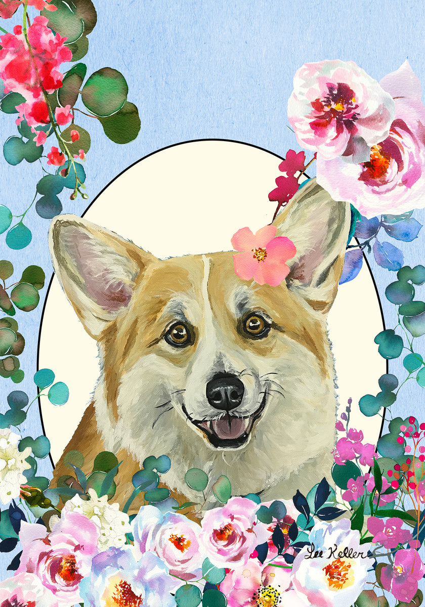 Corgi - Hippie Hound Studios Spring House and Garden Flags