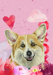 Corgi - Hippie Hound Studios Valentines  House and Garden Flags