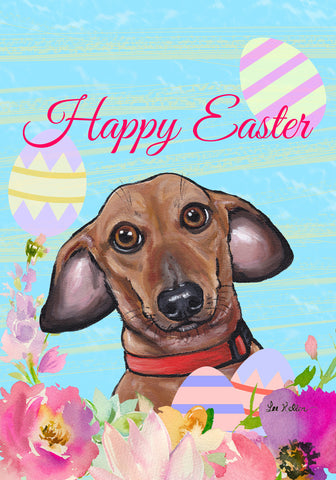 Dachshund Red - Hippie Hound Studios Easter  House and Garden Flags