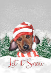 Dachshund Red - Hippie Hound Studios Christmas  House and Garden Flags