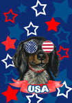 Dachshund Longhaired - Hippie Hound Studios Patriotic  House and Garden Flags