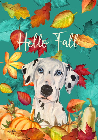 Dalmatian - Hippie Hound Studios Fall Leaves  House and Garden Flags