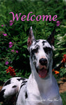 Great Dane Harlequin Cropped - Close Encounters of the Furry Kind Welcome  House and Garden Flags