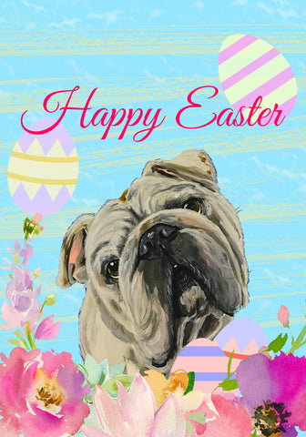 English Bull Dog - Hippie Hound Studios Easter  House and Garden Flags