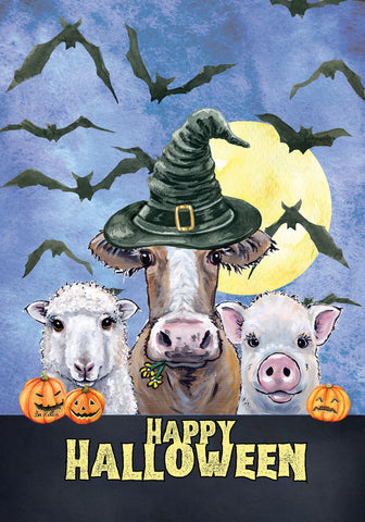 Farm Trio - Hippie Hound Studio Best of Breed Halloween House and Garden Flag