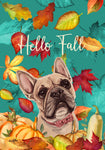 French Bulldog Cream - Hippie Hound Studios Fall Leaves  House and Garden Flags