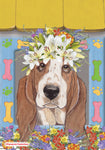 Basset Hound GFS482   Pipsqueak Productions Outdoor Floral Flag