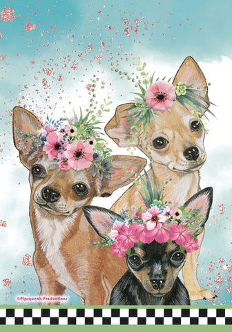 Chihuahua GFS561   Pipsqueak Productions Outdoor Floral Flag