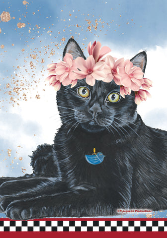 Black Cat GFS730   Pipsqueak Productions Outdoor Floral Flag