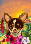 Chihuahua  Gizmo - Hippie Hound Studios Tropical Summer  House and Garden Flags
