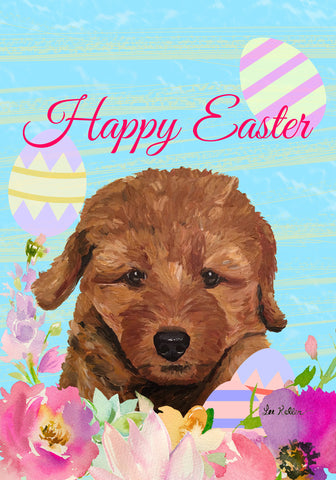 Cavapoo Red - Hippie Hound Studios Easter  House and Garden Flags