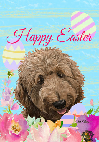 Goldendoodle Apricot - Hippie Hound Studios Easter  House and Garden Flags