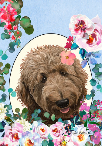 Goldendoodle Apricot - Hippie Hound Studios Spring  House and Garden Flags