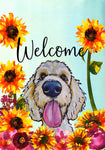 Goldendoodle Blonde - Hippie Hound Studios Welcome  House and Garden Flags