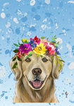 Golden Retriever  - Hippie Hound Studios Summer Crown  House and Garden Flags