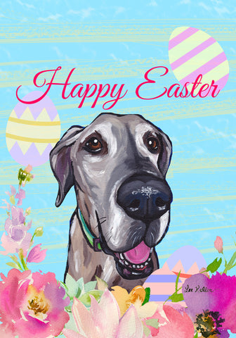 Great Dane - Hippie Hound Studios Easter  House and Garden Flags