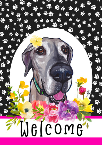 Great Dane - Hippie Hound Studios Paw Prints  House and Garden Flags