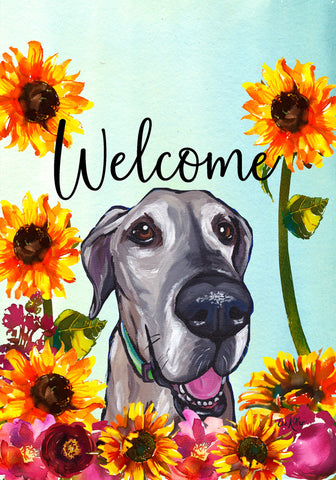 Great Dane - Hippie Hound Studios Welcome  House and Garden Flags