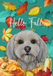 Havanese Cream - Hippie Hound Studios Fall Leaves  House and Garden Flags