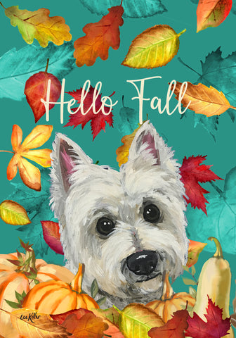 Westie - Hippie Hound Studios Fall Leaves  House and Garden Flags