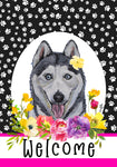 Siberian Husky - Hippie Hound Studios Paw Prints  House and Garden Flags