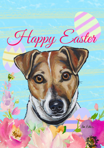 Jack Russell - Hippie Hound Studios Easter  House and Garden Flags