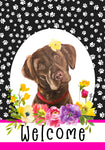 Labrador Chocolate - Hippie Hound Studios Paw Prints  House and Garden Flags