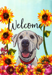 Labrador Yellow/White - Hippie Hound Studios Welcome  House and Garden Flags